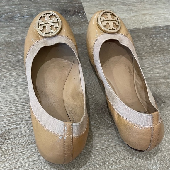Tory Burch Patent Leather Tan Ballet Flats Size 8.5 - Picture 7 of 9